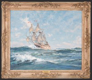 The Mayflower II at Sea Under Full Sail